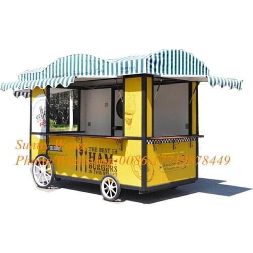 Yellow color ice cream cart food trucks mobile van food trailer street food vending cart for sales
