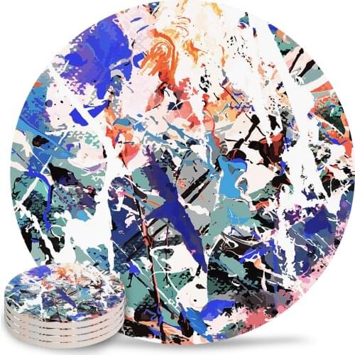 Street Graffiti Art Round Coaster Coffee Table Mats Kitchen Accessories Absorbent Ceramic Coasters