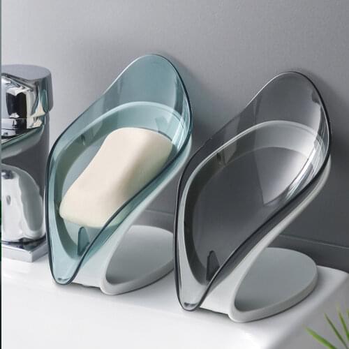 Leaf Shape Soap Box Bathroom Soap Holder Dish Storage Plate Tray Toilet Shower Non-slip Drain Soap Holder Case Bathroom Gadgets