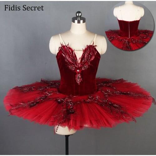 Female Top Quality Red Professional Pancake Ballet Tutu,Ballerina Esmeralda Costumes Spanish Paquita Classical Stage Dance Wear