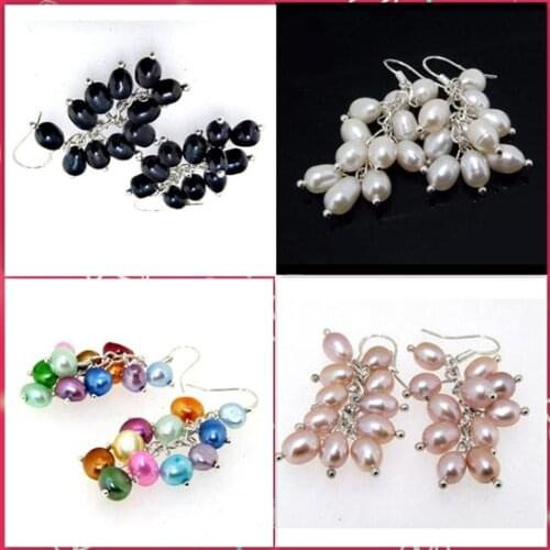 New Favorite Pearl Earring Multicolor Freshwater Cultured Pearl Gemstone Earring Dangle 925 Silver Hook Fine Jewelry Lady Gift