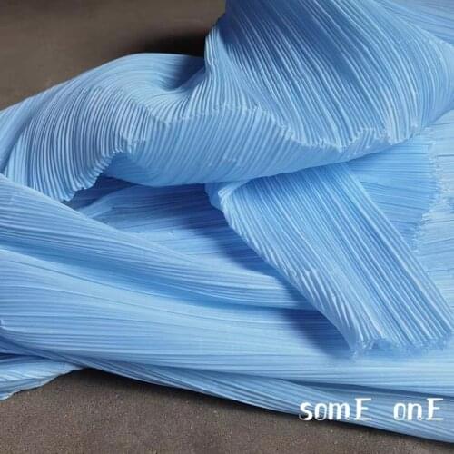 Stiff Pleated Fabric Light blue Miyake Folds DIY Patchwork Clothes Pants Skirt Dress Art Painting Designer Fabric 50*150cm