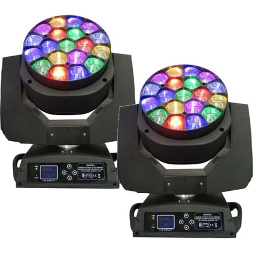 2pcs/lot moving head bee eye zoom high power RGBW LED 19 x 15w zoom bee eyes moving heads beam