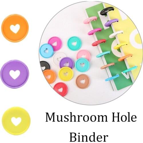 20pcs 28mm Mushroom Hole Binding Disc Buckle Color Round Rings Plastic Heart Loose Leaf Ring Book DIY Binder Notebook Accessory