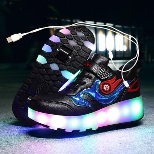 2020 Sneakers roller shoes With two Wheels USB Led Shoes Kids Girls Children Boys Light Up Luminous Glowing Illuminated