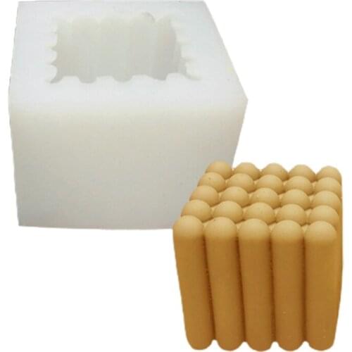 3D Geometric Cylinder Candle Mold Silicone Soap Making Mould Fondant Candy Cake Chocolate Decorating DIY Baking Tools N0PA