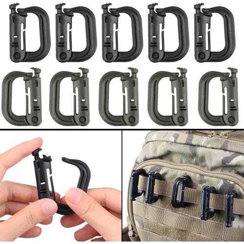 4/6/10PCS Multipurpose Small D-Ring Locking Hanging Hook Clip Snap Key Buckle Button Release Carabiner for Molle Webbing
