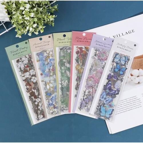 6 Pieces/Set Vintage Flower Leaves series DIY Dariy Decoration Scrapbooking Stickers washi Planner Stickers 6 selection