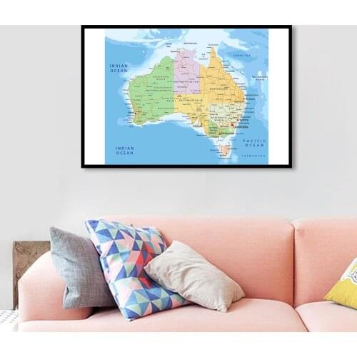 84*59 cm The Australia Political Map Road Route Map Wall Art Poster Canvas Painting Home Decoration Children School Supplies