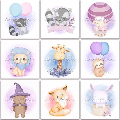 New Diamond painting Cartoon Animals Raccoon Rabbit Lion Giraffe Sloth 5D DIY Full Square Drill embroidery 3D Round mosaic 1253