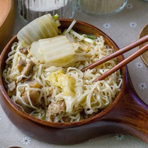 Wooden Tableware Handle Wooden Bowl Food Containers Fruits Salad Noodle Bowl Kitchen Accessories kitchen Dinnerware