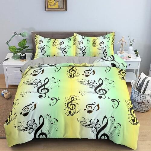 Music Note Bedding Set For Kids Cartoon Printed Bed Cover Single Boys Girls Duvet Cover Set Quilt Cover Queen King Size