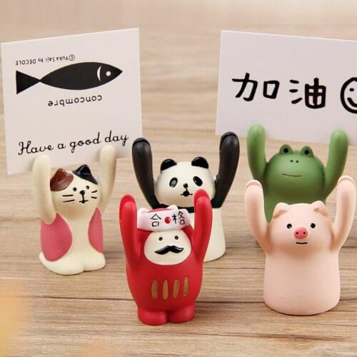Diy Cute Small Animal Resin Message Folder Desktop Decoration Accessories Business Card Holder Photo Folder Resin Embellishment