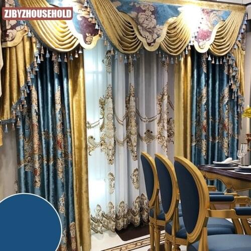 European Luxury Living Room Villa Flannel Curtain Finished Luxury French Bedroom Shading Cloth Curtains For Living Room Bedroom