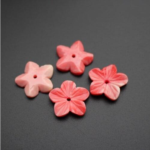 #8134 10Pcs/Lot Carved 19mm*3.5mm Flowers Space parts Double Colored Solid Pink C Artificial Coral Findings for Jewelry making