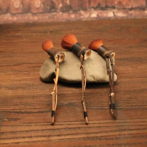 Handmade Natural Bamboo Branch Teapot Tool Kungfu Tea Fur Brush With Geniune Soft Fur Kung-fu Tea Collection Wholesale Available