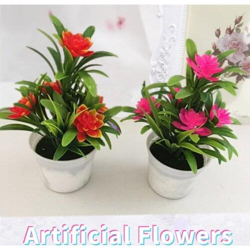 Simulation Small Lotus Flowers Artificial Flowers High Quality Real Touch Potted Fake Flower DIY Garden Home Decoration Decor