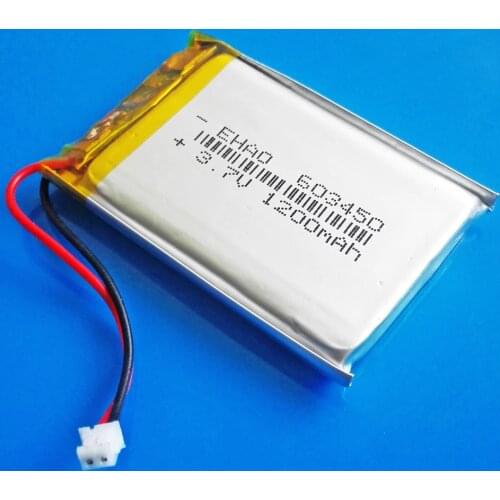 JST 1.5mm 2pin 3.7V 1200mAh li polymer lithium rechargeable battery plug for GPS DVD bluetooth recorder e-book camera 603450