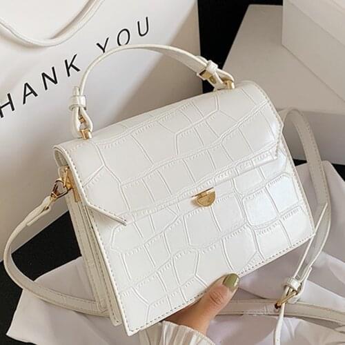 Stone Patent White Crossbody Bags For Women 2021 Summer Style Small Handbag Mini Bag PU Leather Hand Bag Ladies Designer Bolsos