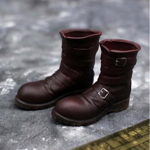 1/6 Scale Red Short Boots Model WWII U.S. Allied forces Soldier Officer Colloid Shoes Toys For 12in Action Figure Collection m3