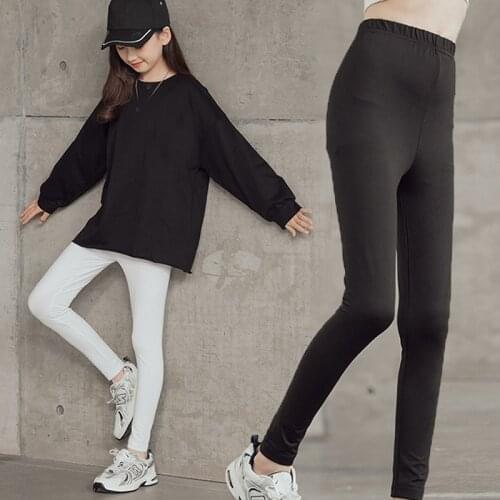 2021 Summer Childrens Pants Clothing Spring Autumn Leggings Cotton Kids Pants Teenage Girl Trousers Black White Yellow Bottoms