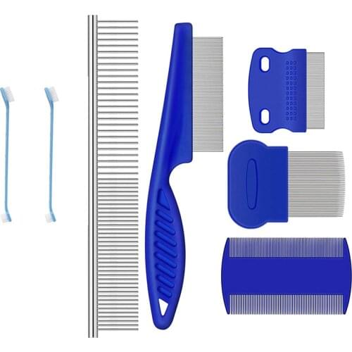 LUDA 7 Pieces Tear Stain Remover Comb Double-Sided Dog Eye Comb Brush Dog Flea Combs Double Head Comb Multipurpose Tool
