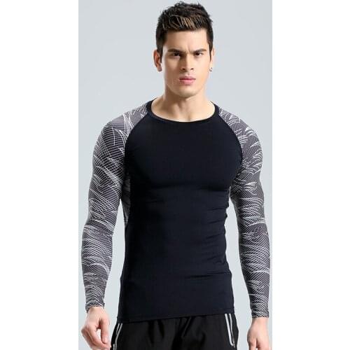 Men Training Quick Dry T-shirt Compression Fitness Full Sleeve Tshirt Gym Musculation
