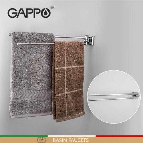 GAPPO Stainless Steel Double Towel bars Shower Shelf Wall-Mounted Towel Holder Bathroom Shelf Pendant Towel Bar Organizer G3812