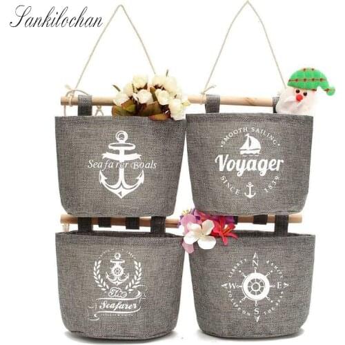 1set 4 Styles Wall Sundry Navy Fabric Cotton Pocket Hanging Holder Storage Bag Rack makeup Cosmetic organizer storage basket box