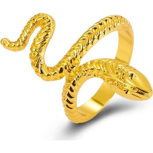 2021 New European Retro Punk Exaggerated Spirit Snake Ring Fashion Personality Stereoscopic Opening Adjustable Ring Trend Jewelr
