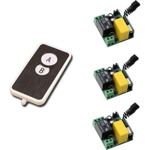 New Remote Control AC 220V 1CH 10A Wireless Remote Control Switch System Transmitter +3 Receivers For LED Light Lamp