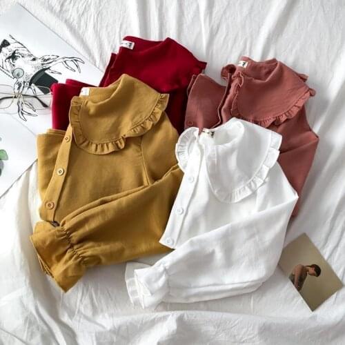 Solid Loose Women Shirts Summer New Turn-Down Collar Flare Sleeved Loose Cute Female Outwear Tops