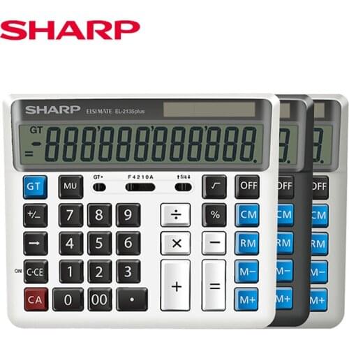 Sharp EL-2135 PLUS Computer Button Large Bank Calculator Financial Accounting Office Calculation Period 12-digit Solar Energy