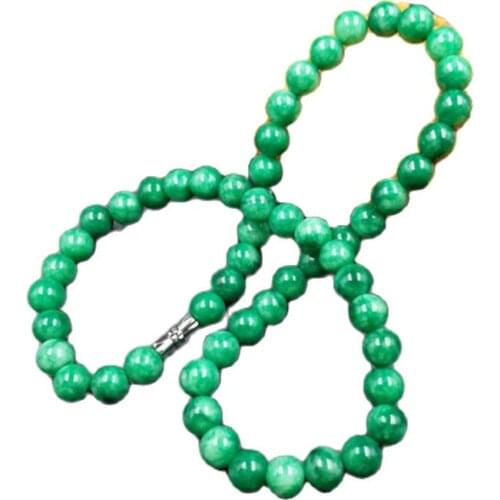 Natural Jade Jadeite Bead Necklace Dry Qing yang Green Necklace Bead Chain