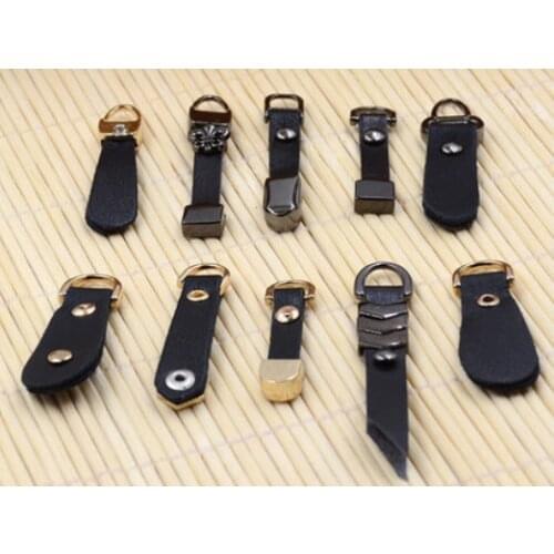 Zipper slider cloth bags accessories leather piece pendant