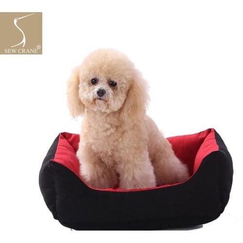 SewCrane Durable Puppy Cuddle Cushion Solid color Dog Sleeping Bed Cat Sleeping Bed, Red and Black