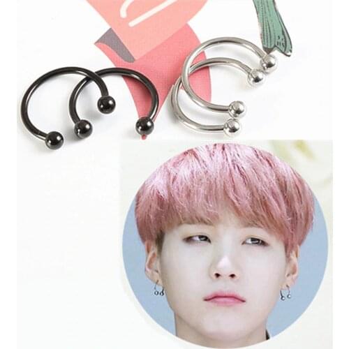 KPOP DNA Korean V Earring Rock Star Titanium Steel Hangtag Stud Earrings Bangtan Boys Earring Bulletproof Boy Scouts Ear Jewelry