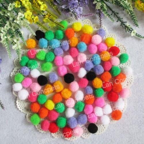 Colorful Pompon 2cm Pompom for DIY Crafts - mixed color 500pcs/lot free shipping