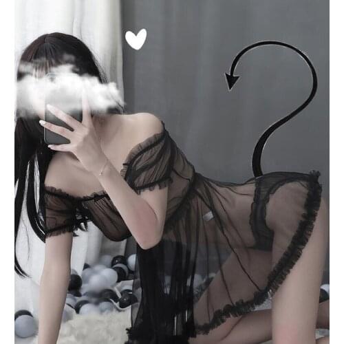 Sex lingerie sexy gauze perspective word shoulder beauty chest dew back temptation lovely girl sleeping skirt suit