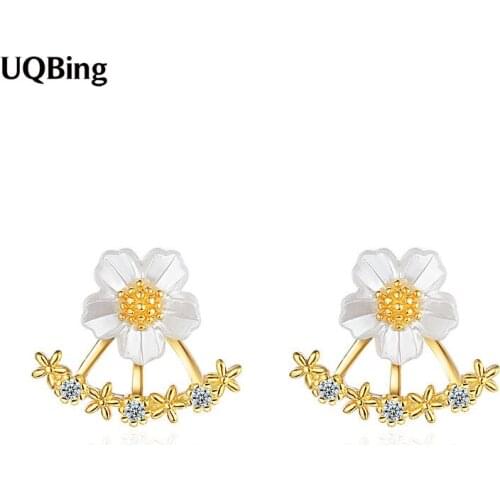 Bijoux Wholesale 925 Sterling Silver Crystal Flower Stud Earrings For Women New Versatile Ear Accessories