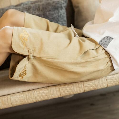 HOUZHOU Khaki Casual Shorts Pants Man Summer Black Trousers Male Grey Blue Baggy Chinese Style Streetwear Cotton Lucky Cloud 5XL