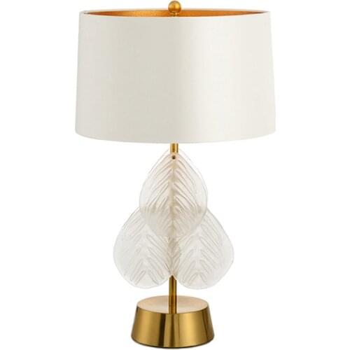 Modern LED Table Light Luxury Metal Gold Leaf Creative Table Lamp for Living Room Bedroom Study Decoration Iron Light