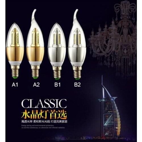 50pcs/lot High Quality High Luminance 4W LED E14/E27 Candel Bulb AC90-260V White/Warm white LED Light Blub 100lm/w