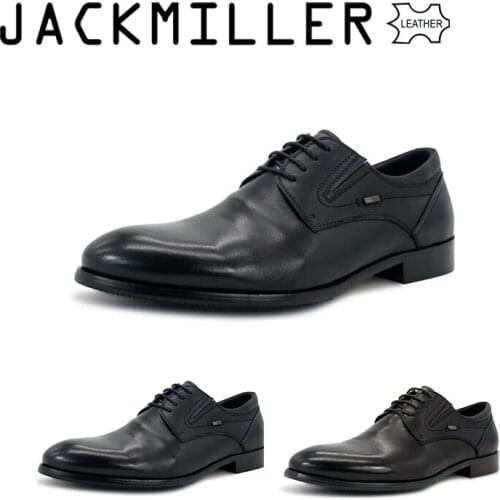 Jackmiller Top Brand Mens Shoes Genuine Leather Formal Shoes Luxury generous Wedding Business Office Lace Up shoes Black Coffee