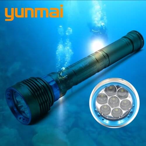 YUNMAI Swimming Diving Flashlight Led Torch Waterproof Underwater 100m Power 18650 or 26650 Battery Shock Resistant Hard Bulbs
