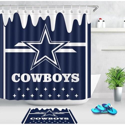 2pcs Geometric Pentagram Bath Shower Curtain Five-pointed Star Print Waterproof Fabric Bathroom Shower Curtains With Door Mat