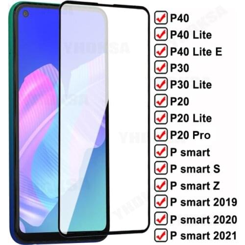100D Safety Protection Glass For Huawei P20 Pro P30 P40 Lite E Tempered Screen Protector P smart Z S 2019 2020 2021 Glass Film