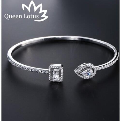 Queen Lotus 2018 Charms Bracelet Fashion Luxury Shine Crystal Korean Water Drop Cubic Zirconia Exquisite Bracelets For Women