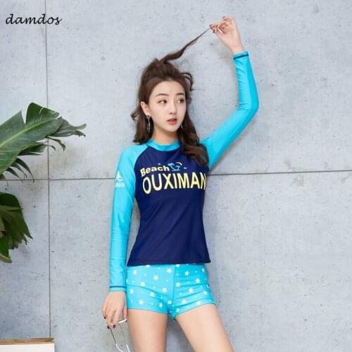 Bikini 2019 Swimwear Women Long-sleeved Swimsuit Girls Split Clothes Wetsuit Jellyfish Suit Rash Guards Cover UPs Biquini