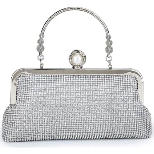 Womens Wedding Clutch Bags Luxury Design Silver Rhinestone Evening Bags Party Purses and Handbags